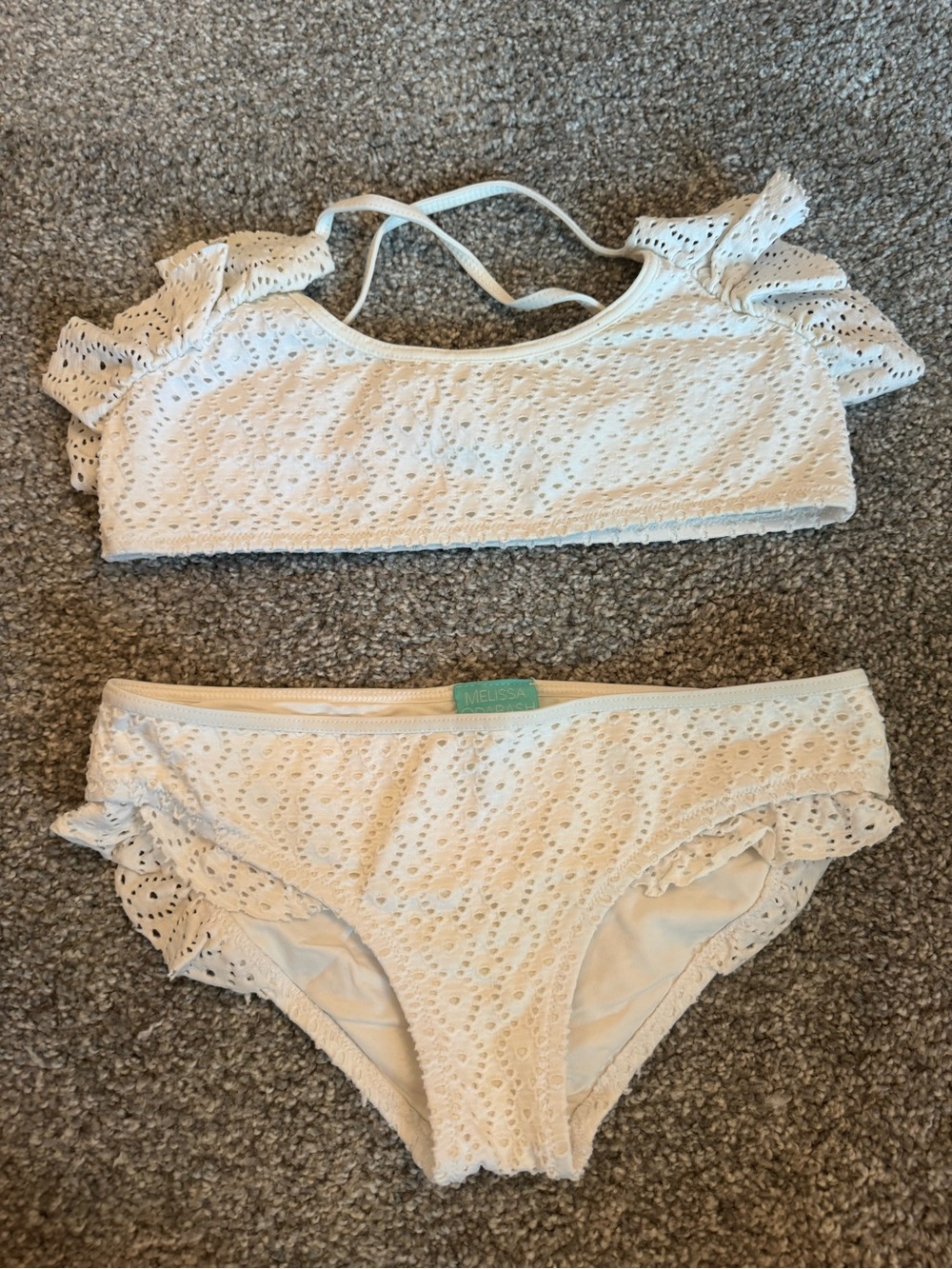 Melissa Odabash girls white crochet bikini Age 12